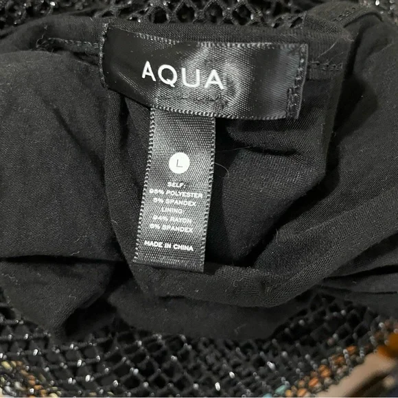 Aqua Crystal Mesh Long Sleeve Top in Black Size L (NWT) - Picture 6 of 7